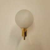Pair of vintage wall lights in brass and glass from the 70s
