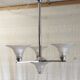 Art Deco chandelier with 4 lights in metal and glass - 1930s/40s