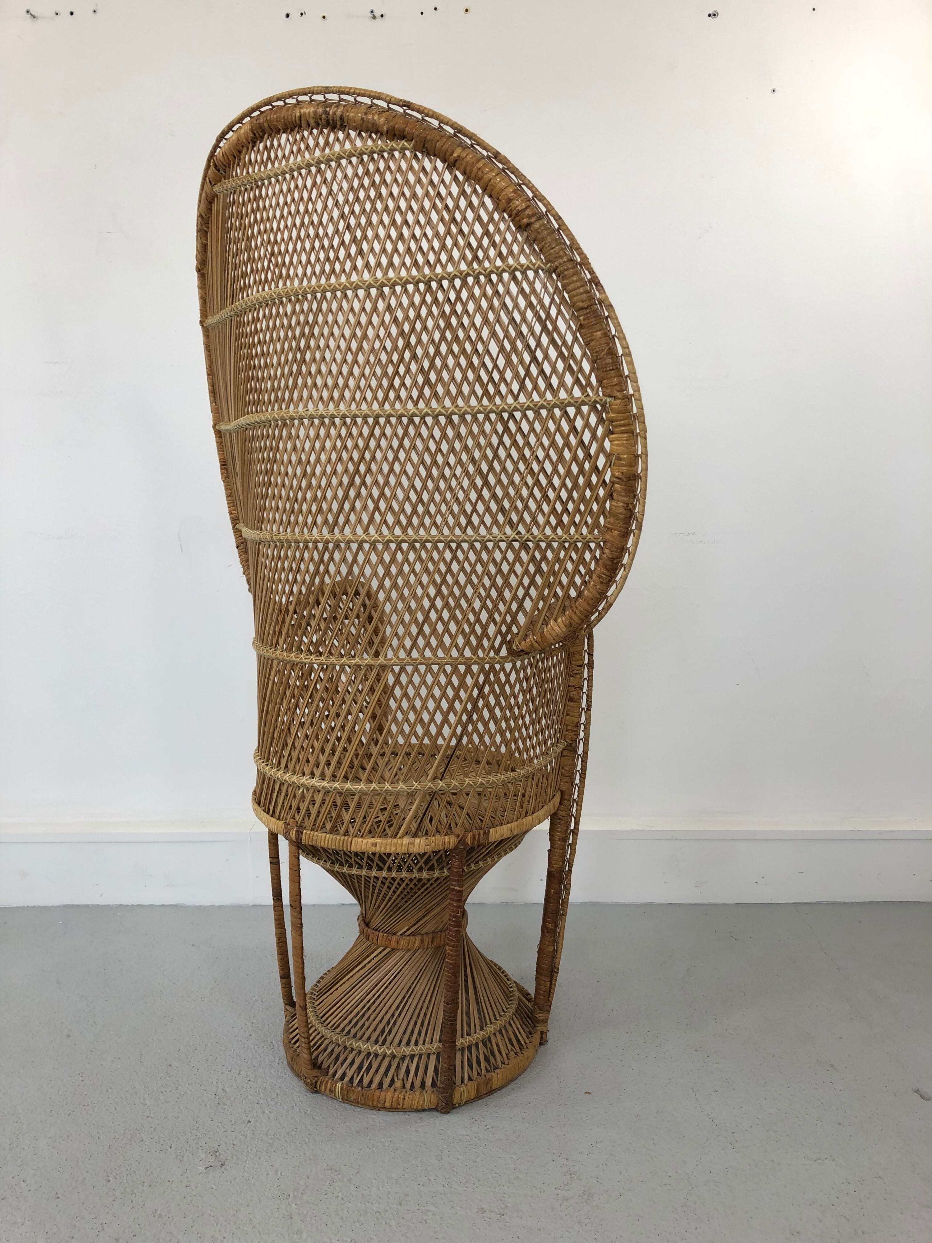 Vintage rattan and wicker peacock chair