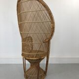 Vintage rattan and wicker peacock chair