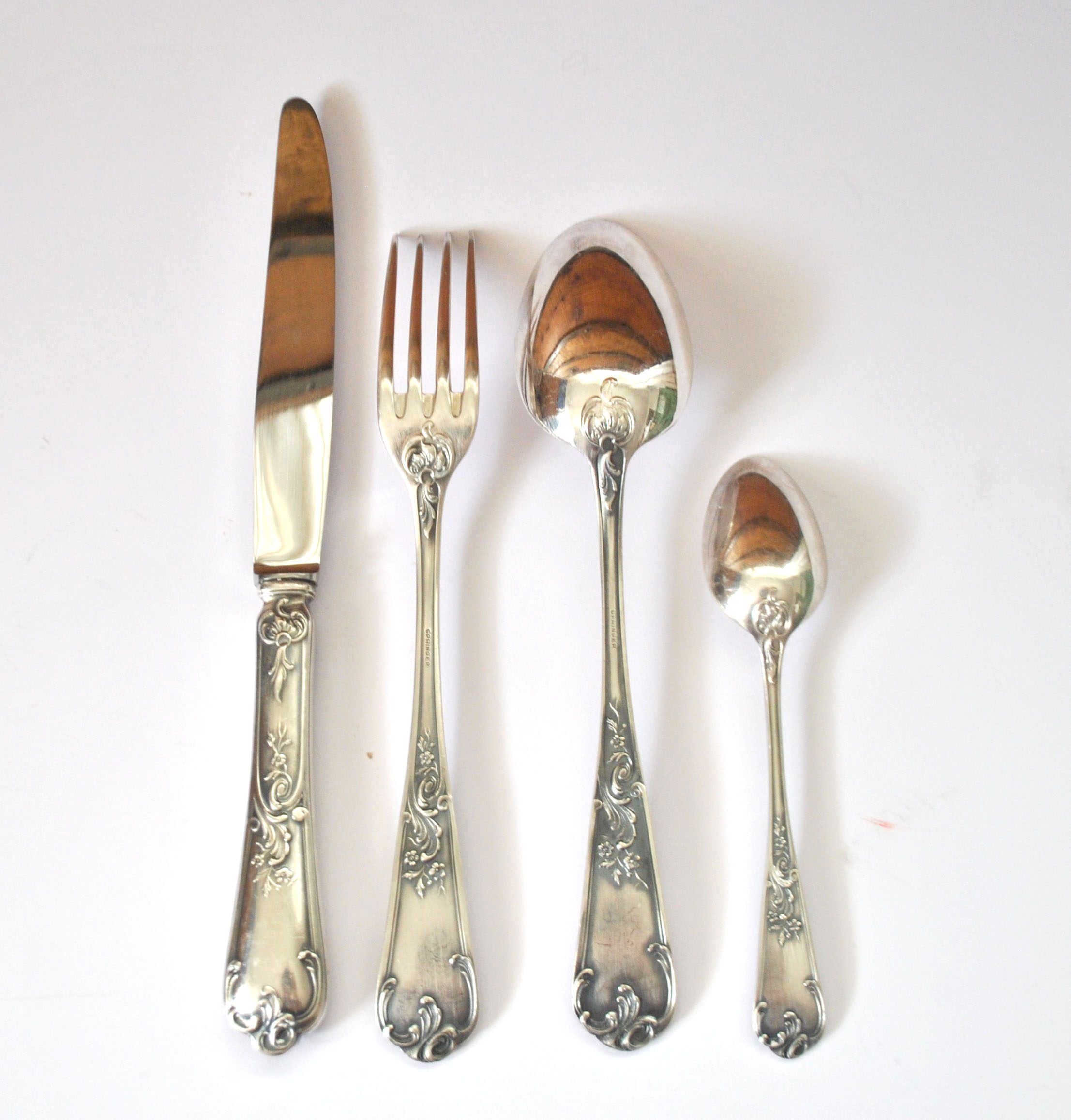 Deetjen cutlery set 48 silver-plated Louis XV rocaille table cutlery no. 25 Marly