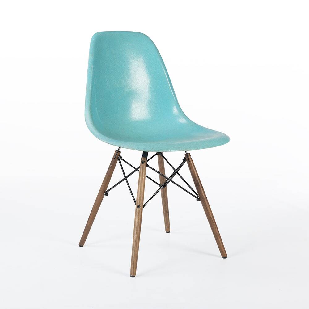 Turquoise Herman Miller Original Vintage Eames DSW Side Shell Chair