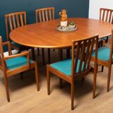 Retro Teak 1960s Extending Dining Table & 6 Chairs By Meredew