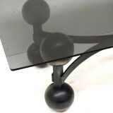 Large vintage Brutalist Space Age coffee table with glass top made in the 70s