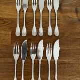 Set of 12 fish cutlery. Model Shell BOULENGER