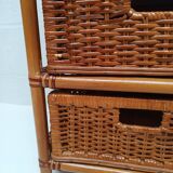 Rattan and bamboo chest of drawers
