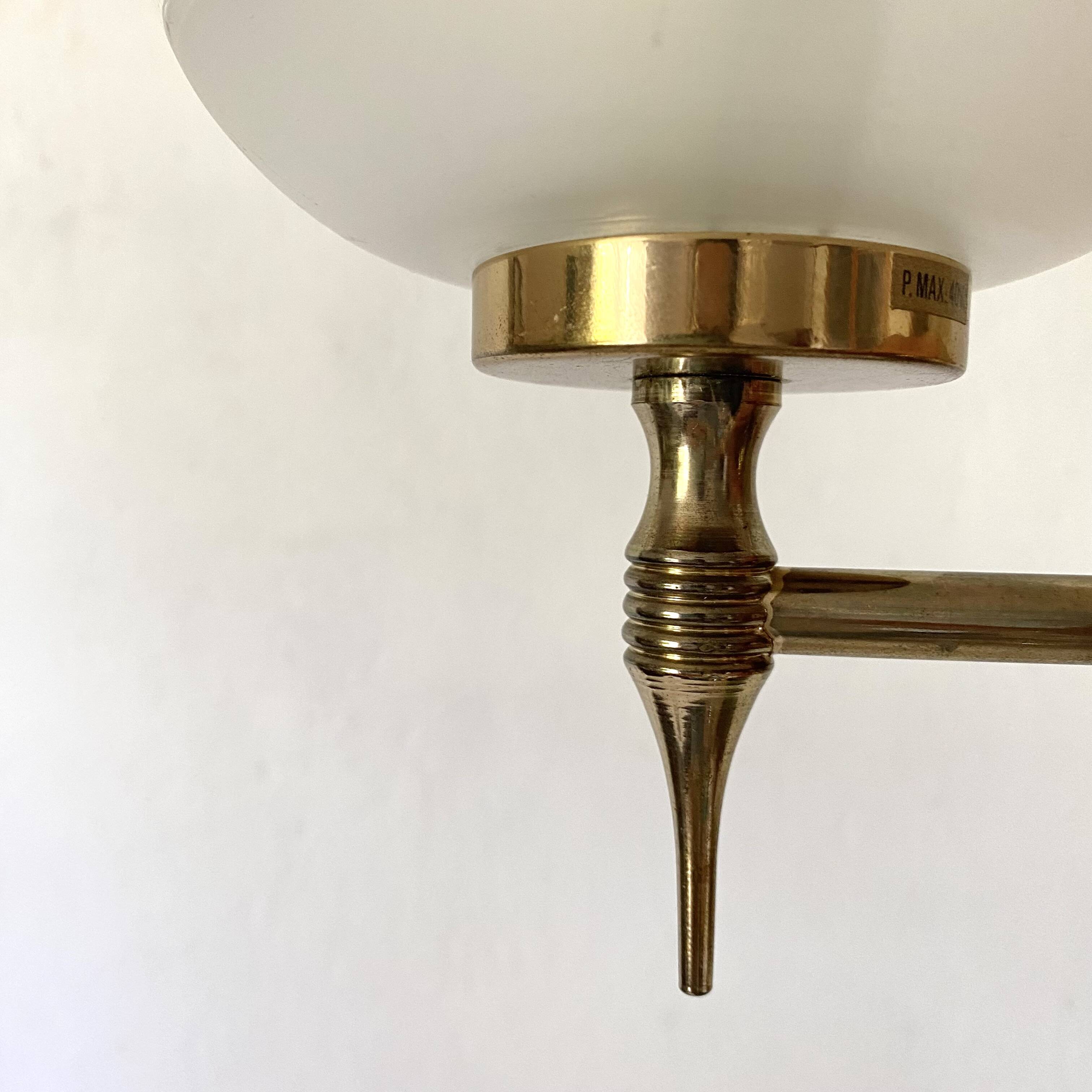 Pair of glass and brass wall lights