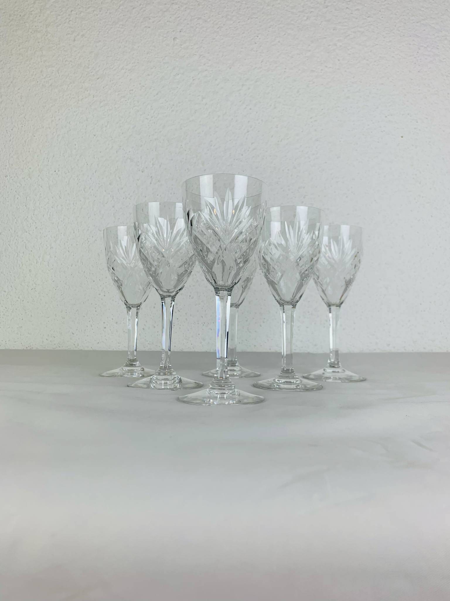 6 Chantilly model stemmed glasses from Saint Louis, crystal, wine or port