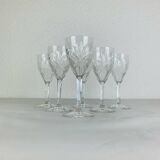 6 Chantilly model stemmed glasses from Saint Louis, crystal, wine or port