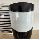 Pair of vintage signed glazed stoneware vases