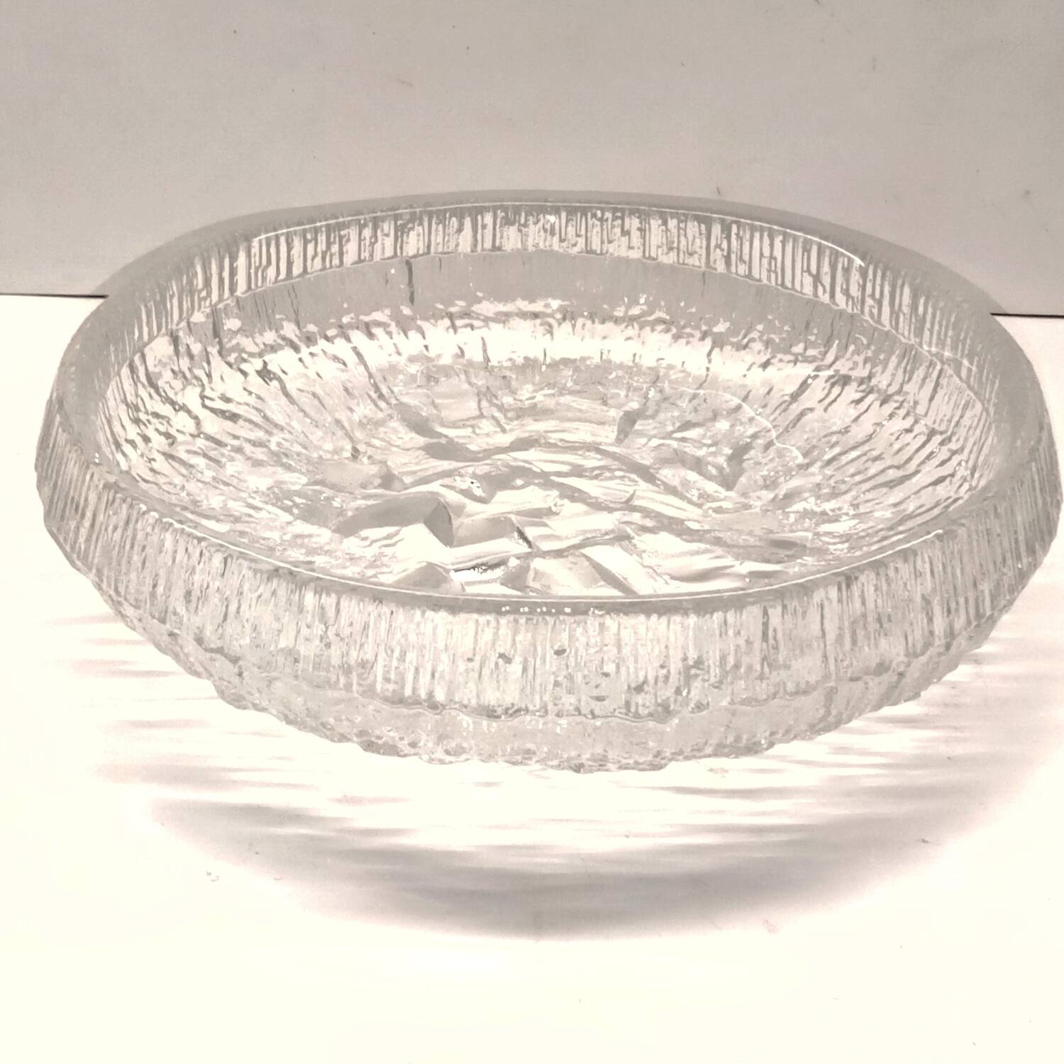 Crystal Bowl Empty Pocket 28 cm Signed Tapio Wirkkala Lunaria Design Finland