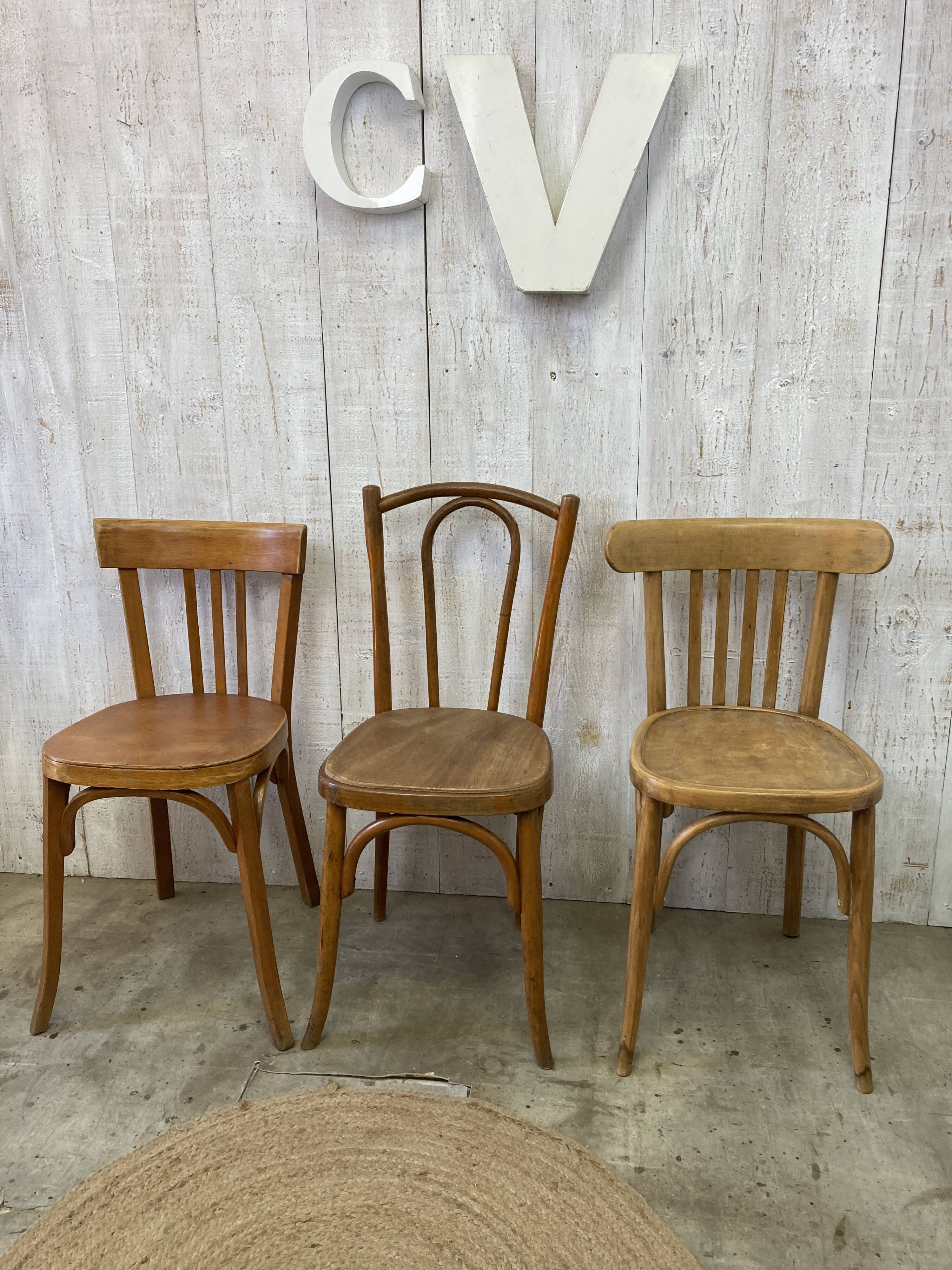 set of 3 mismatched bistro chairs