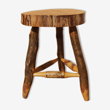 Vintage raw wood tabouret