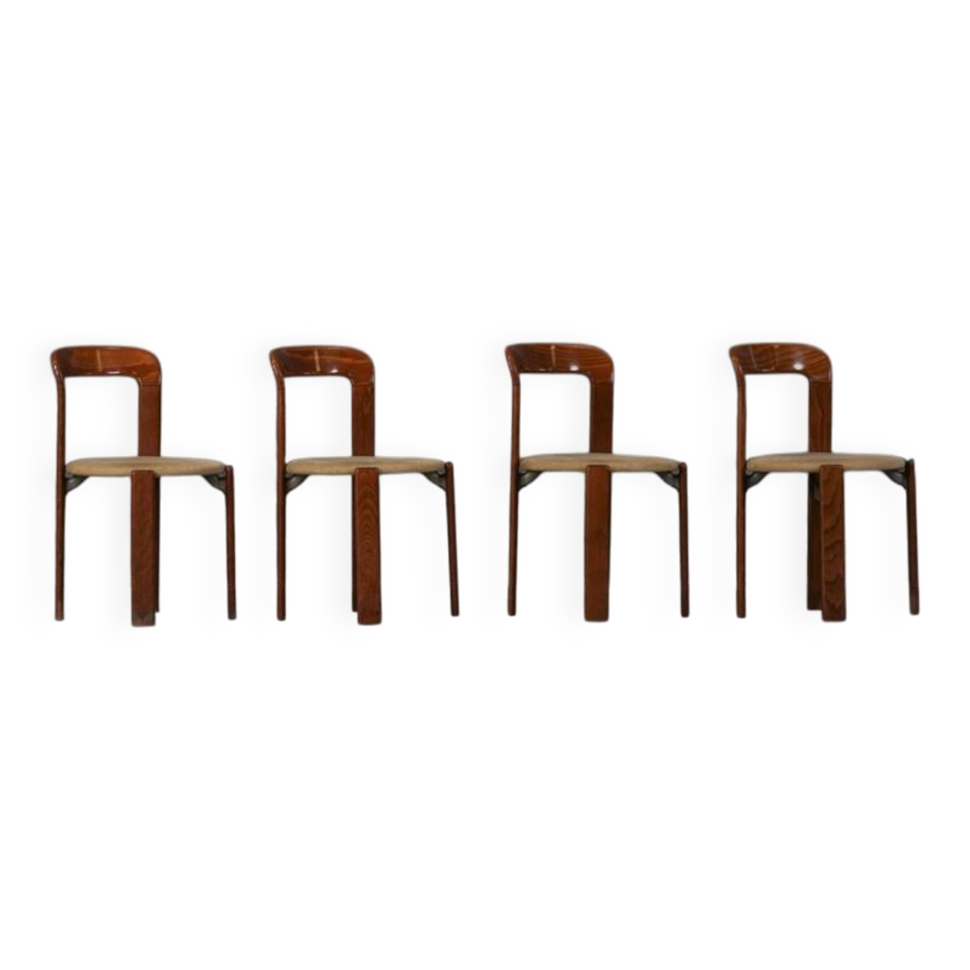 Vintage Hay Rey dining chairs by Bruno Rey for Kush Co, Switzerland 1970s set of 4