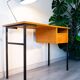 Bureau moderniste année 70, chêne et métal