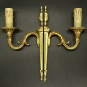 Pair of 1-light louis xvi style wall lights from lucien gau, paris - bronze