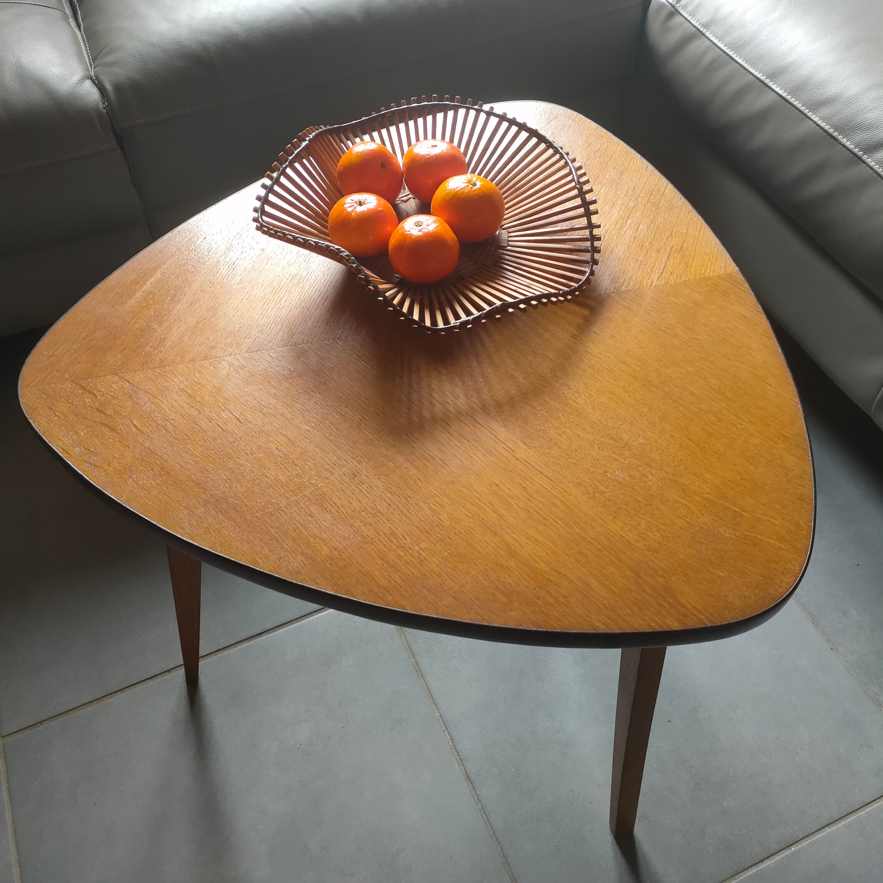 Triangular tripod coffee table