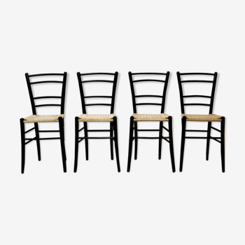 Set de 4 chaises en bois noir Cassina