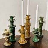 Bougeoir chandelier de tamegroute céramique émaillé vert l h30 cm