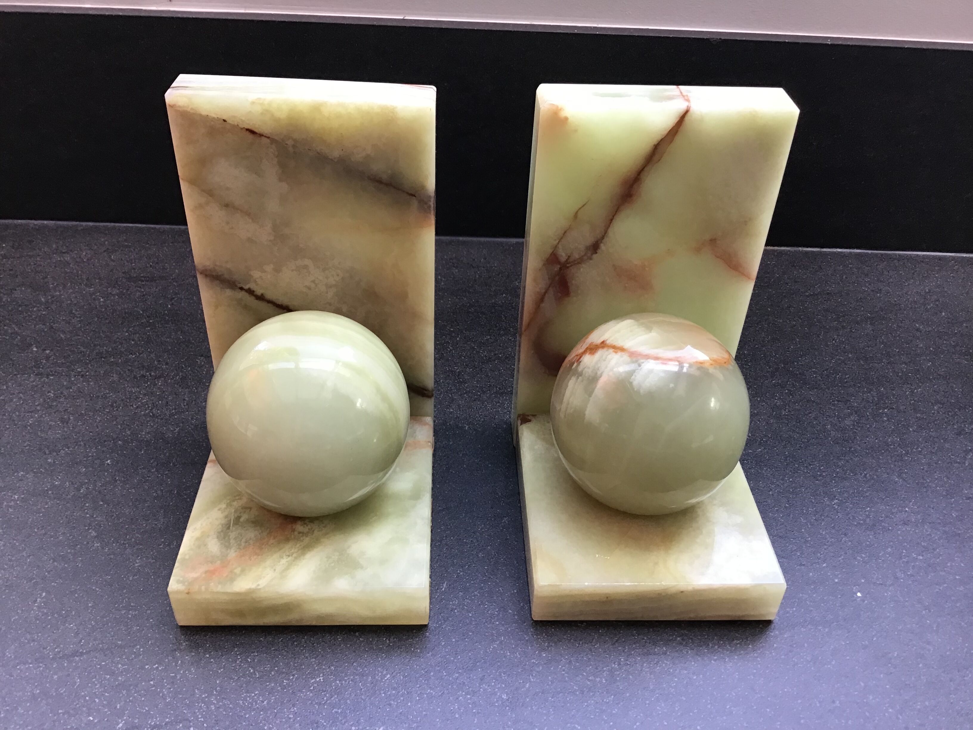 Pair of Art Deco style onyx bookends