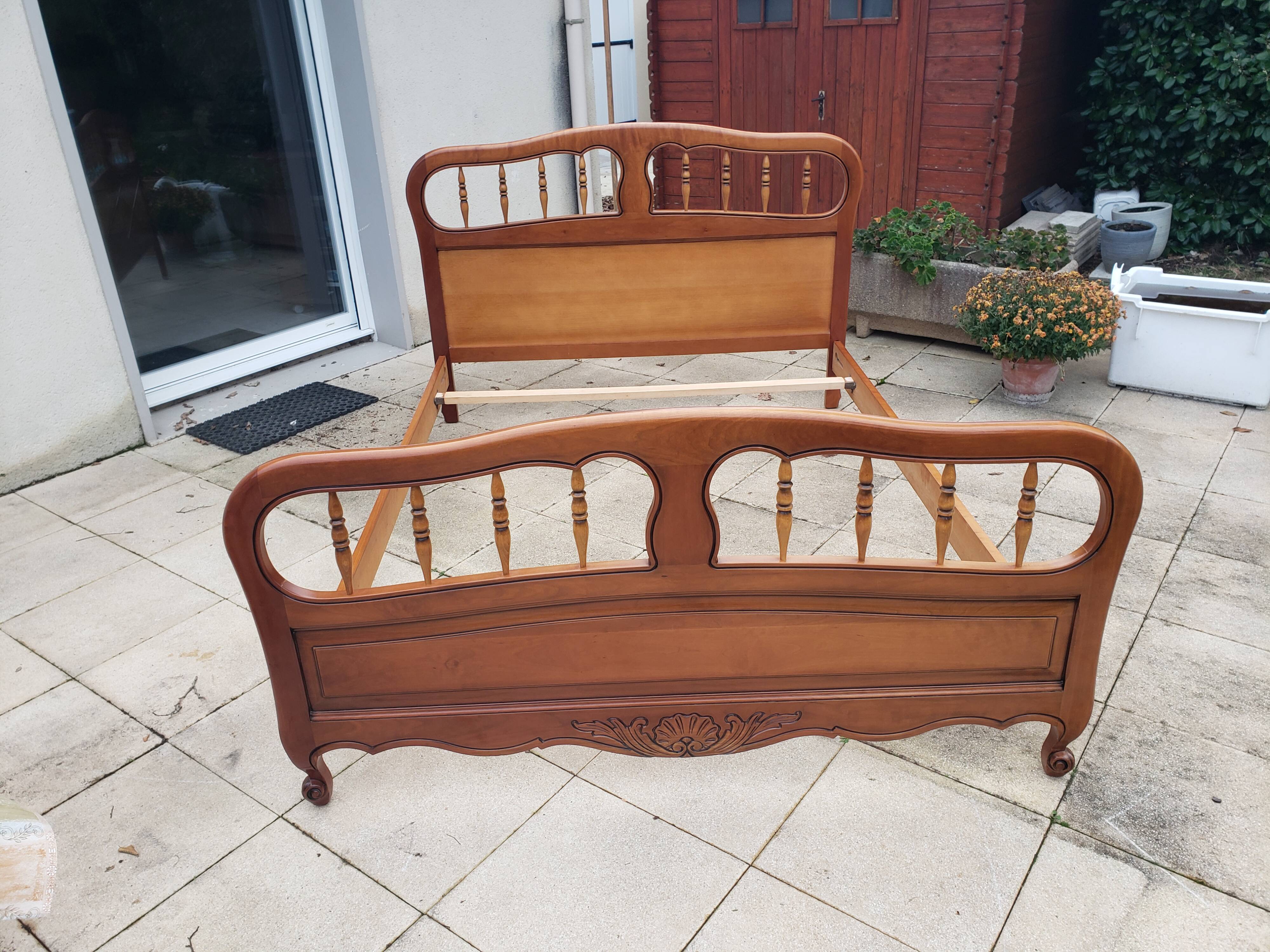 Louis XV style bed in cherry wood