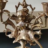 Pair of Antique 3-light candlesticks. Puttis/Cherubs. Bronze