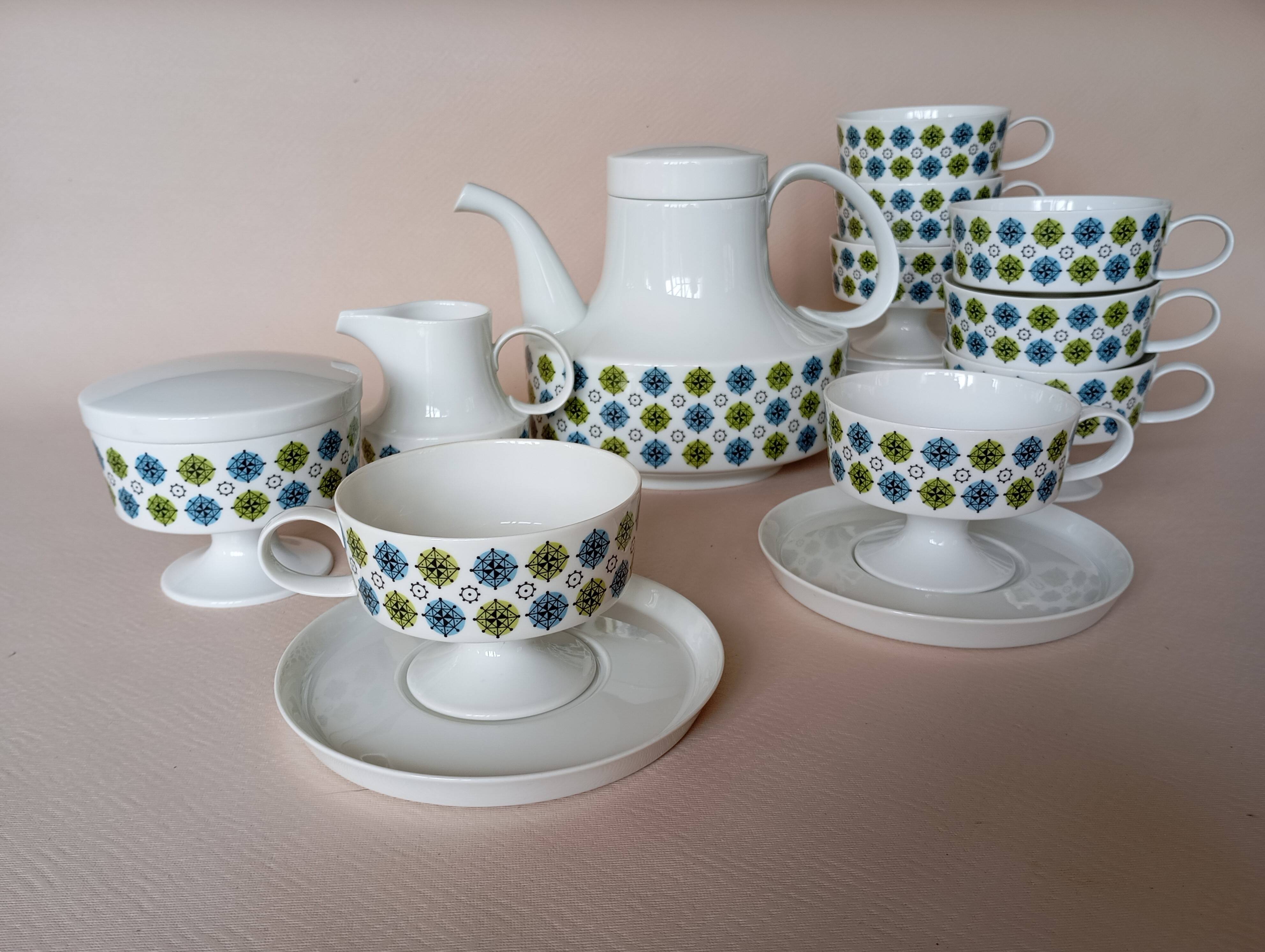 Service 8 cups "Rosette Taïga" Tapio Wirkkala & Ute Schröder for Rosenthal, ca 1970