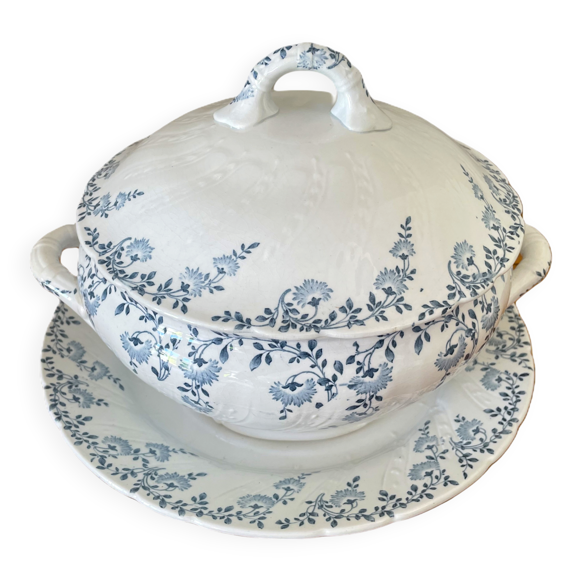 Large antique soup tureen in Lunéville earthenware.