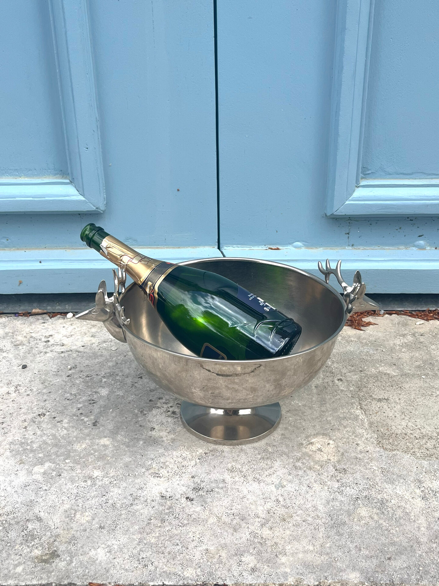 French stag handle champagne bucket wine cooler pedestal bowl