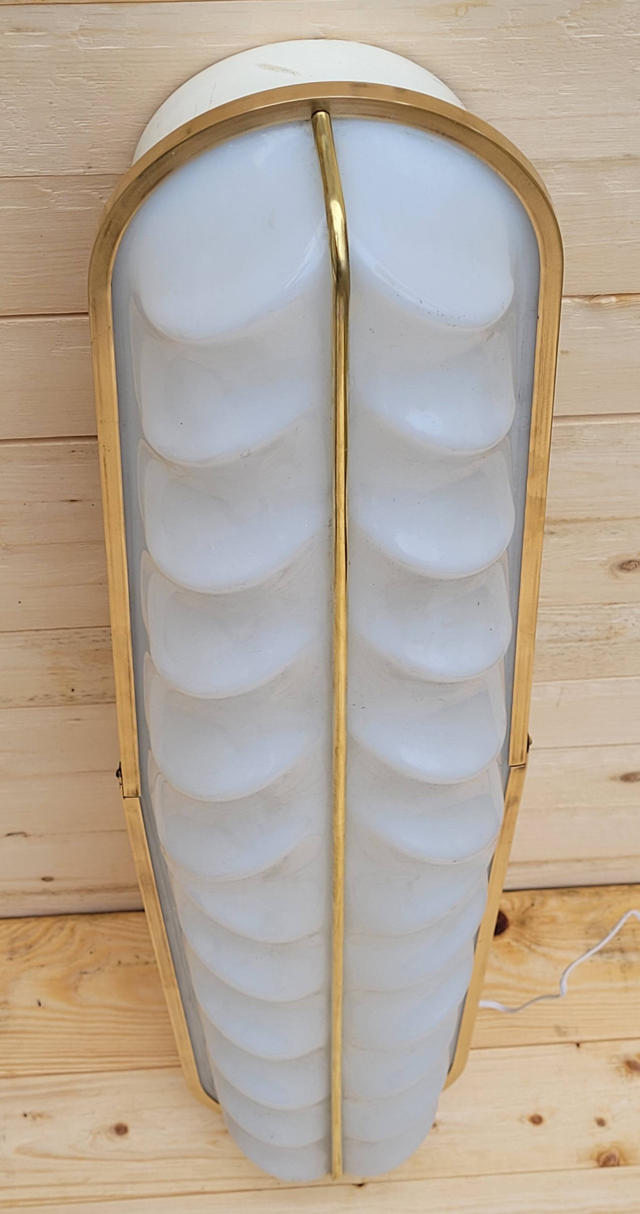 Large Stilux cinema wall lamp Art Deco Italy herringbone pattern