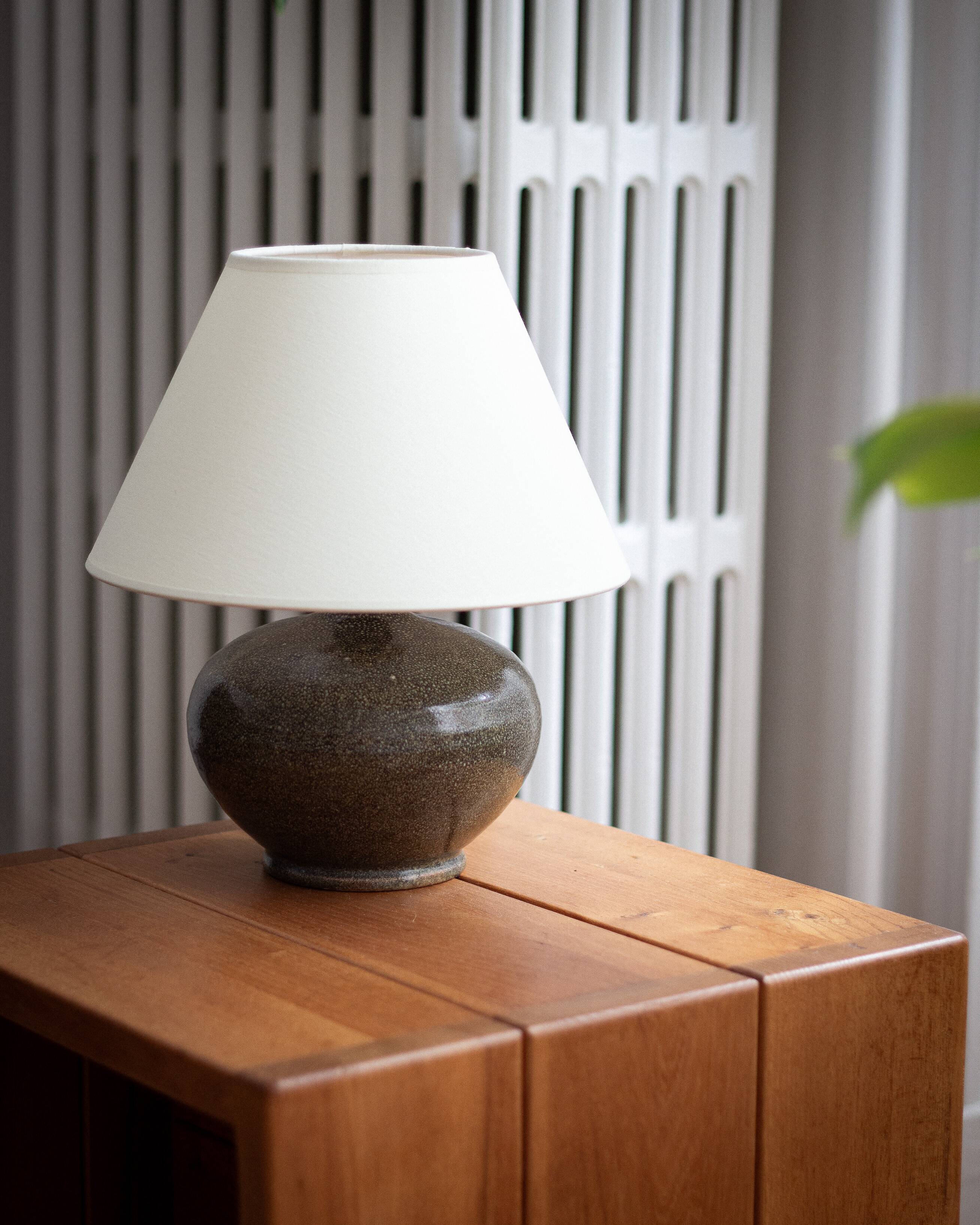 Mouse grey stoneware lamp base, 1960s