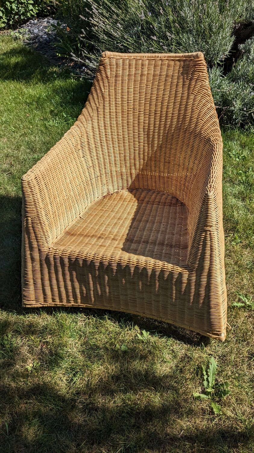 Wicker and rattan rocking chair