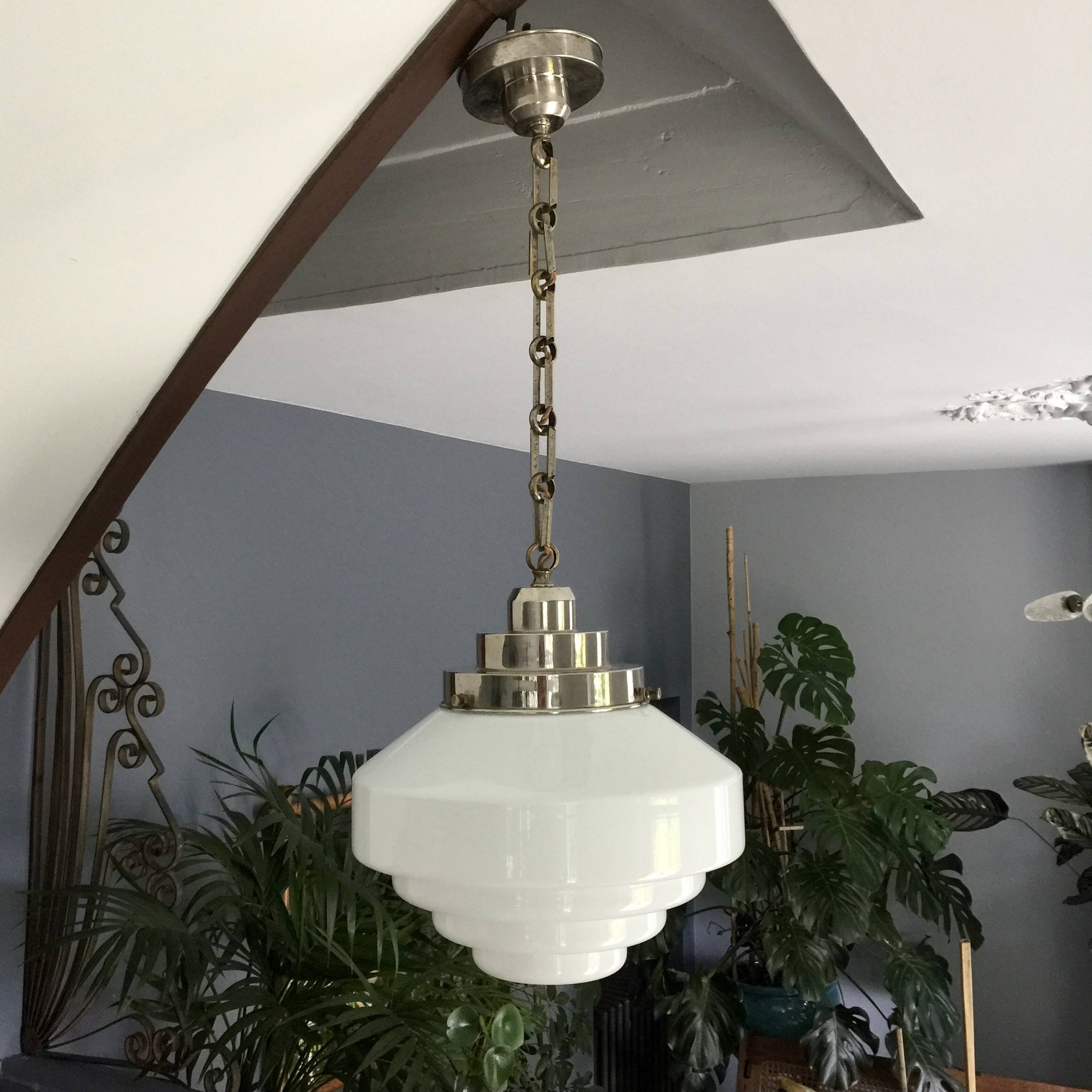 Murano glass and chrome suspension