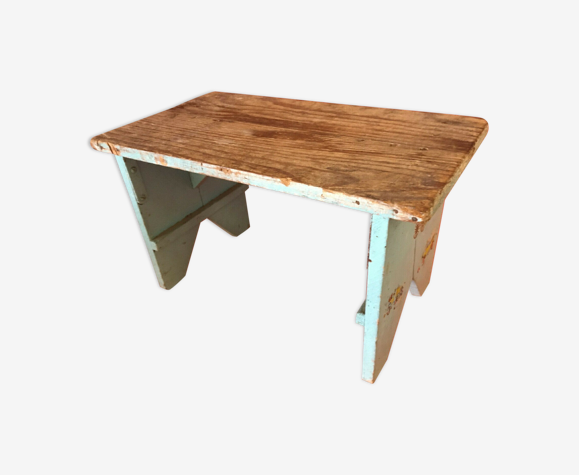 Banc de dentellière en bois naturelle pein art populaire