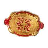 Deep red vintage decorative plate in wood, Italy, 1960s