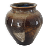 Vase en céramique vernissée marron non Signé - hauteur 14cm
