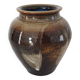 Unsigned brown glazed ceramic vase - height 14cm