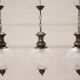 Brass and Glass Pendant Lamps, 1960s, Set of 3