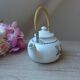 Small Paris porcelain teapot poppy decor Aluminite Frugier Limoges