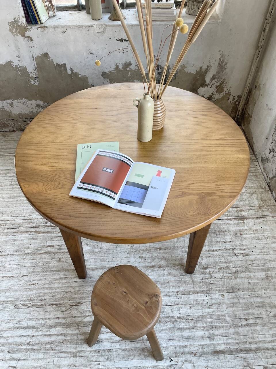 1950s round oak table