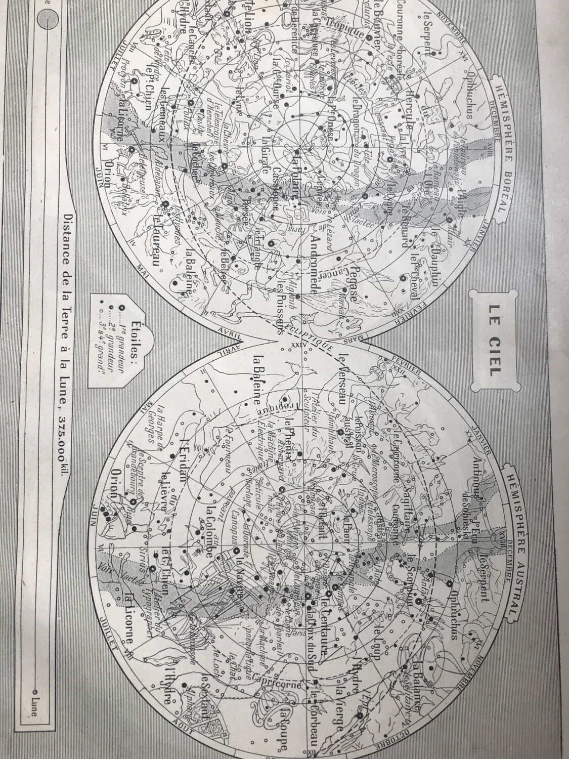 Sky, hemispheres, original printing plate