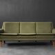 Vintage Danish Mid-Century Modern Green 3-Seater Sofa by Folke Ohlsson