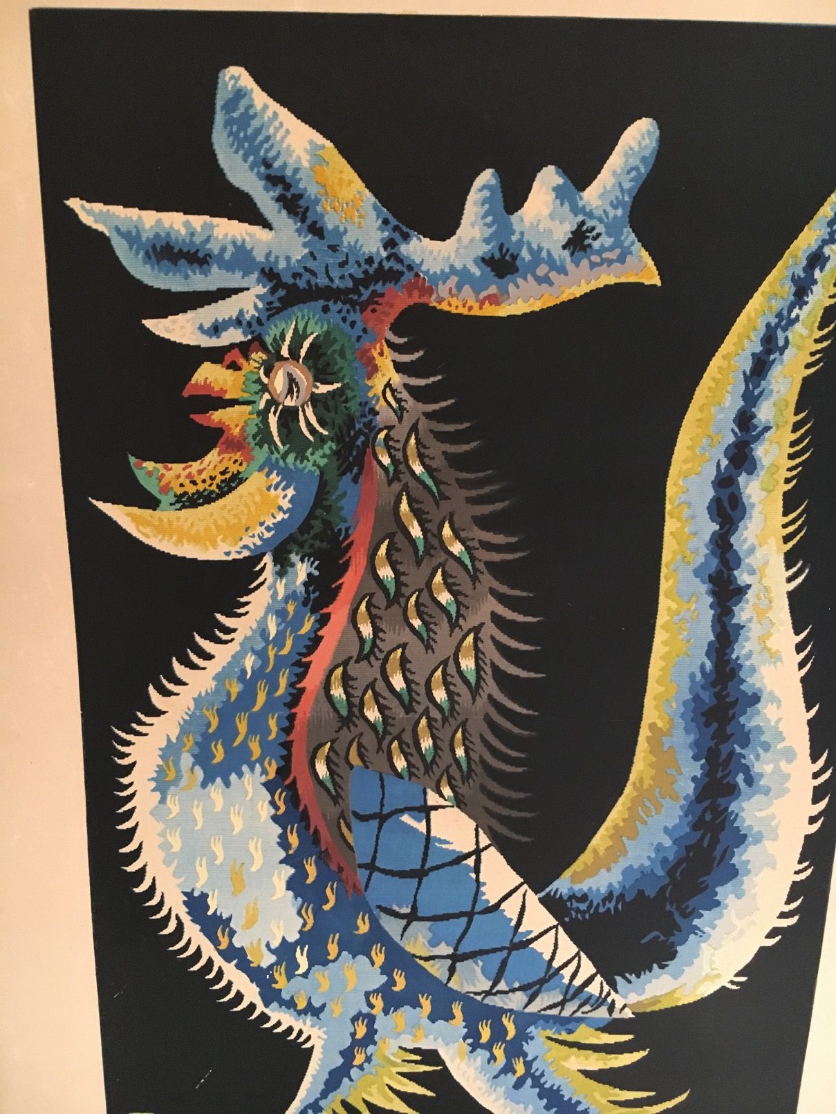 Print depicting a rooster. French work signed by Jean Lurçat. Around 1970.