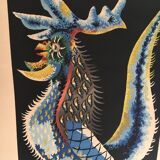 Print depicting a rooster. French work signed by Jean Lurçat. Around 1970.