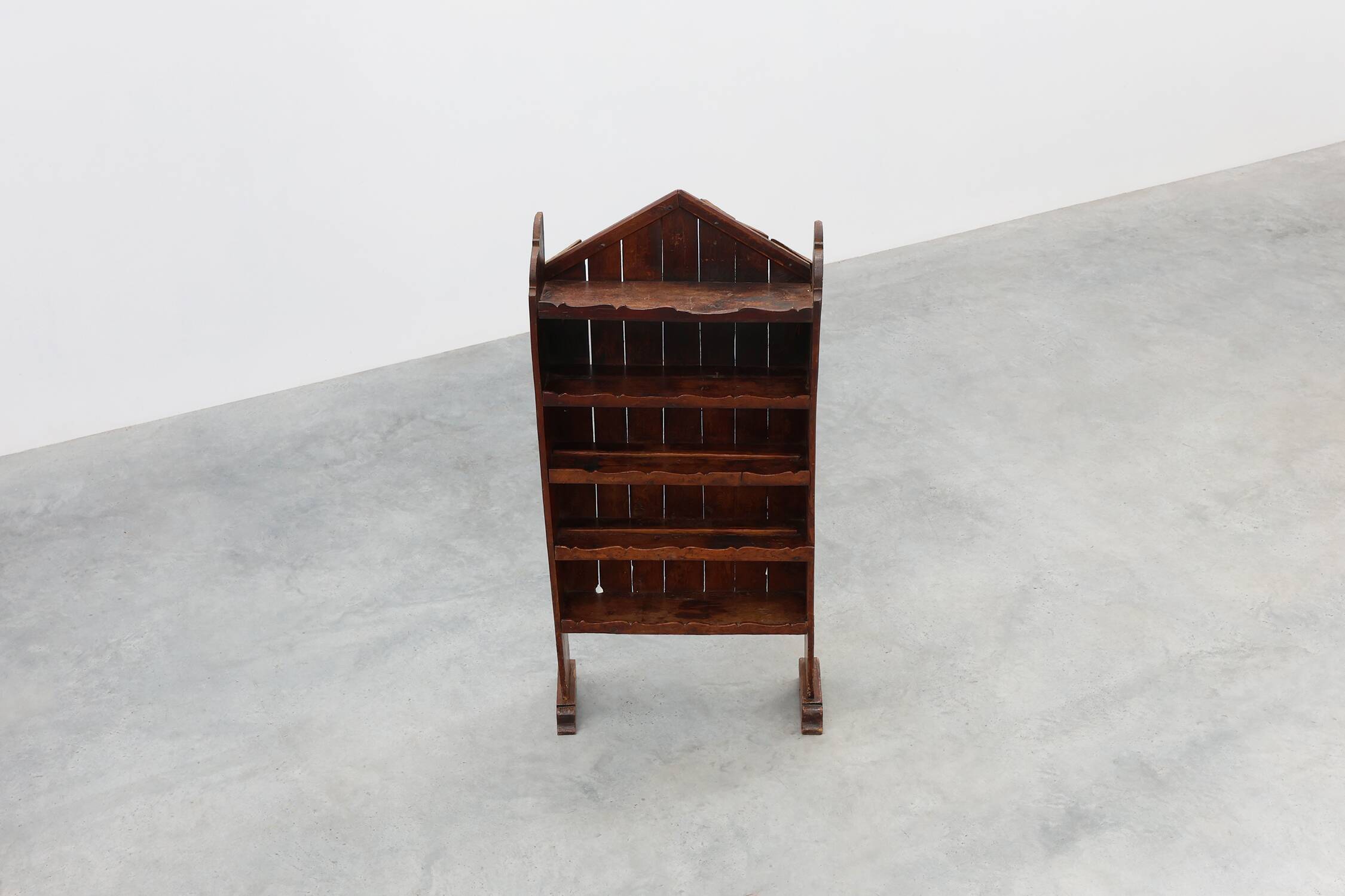 17th‑Century French Art Populaire Chestnut Cabinet with Gabled Top