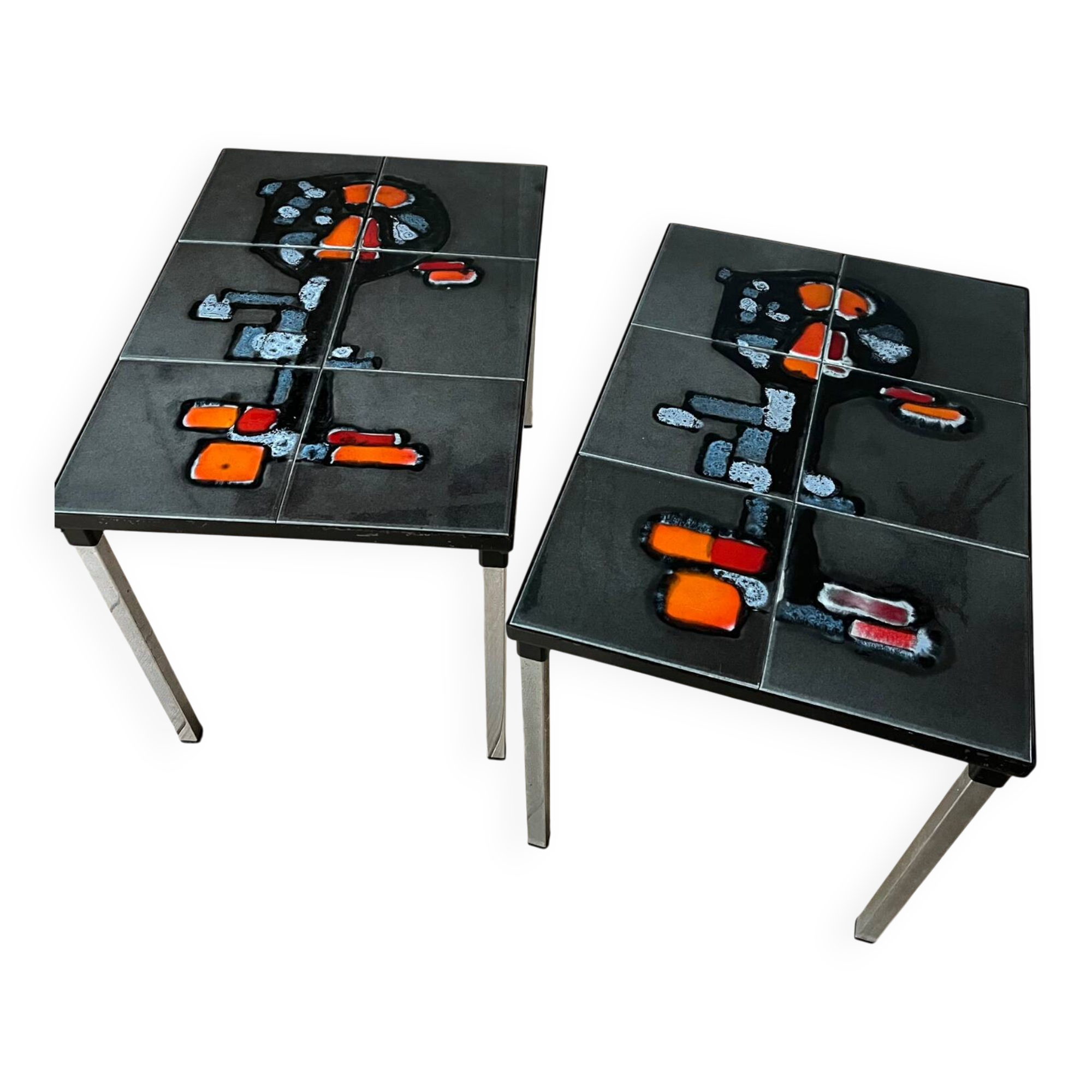 Paire de tables d’appoint carreaux Belarti