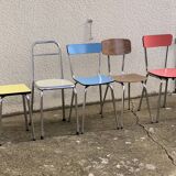 Mismatched formica chairs and stool 1960