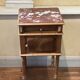 Old Henry II style bedside table in walnut with pink marble top, 19th century