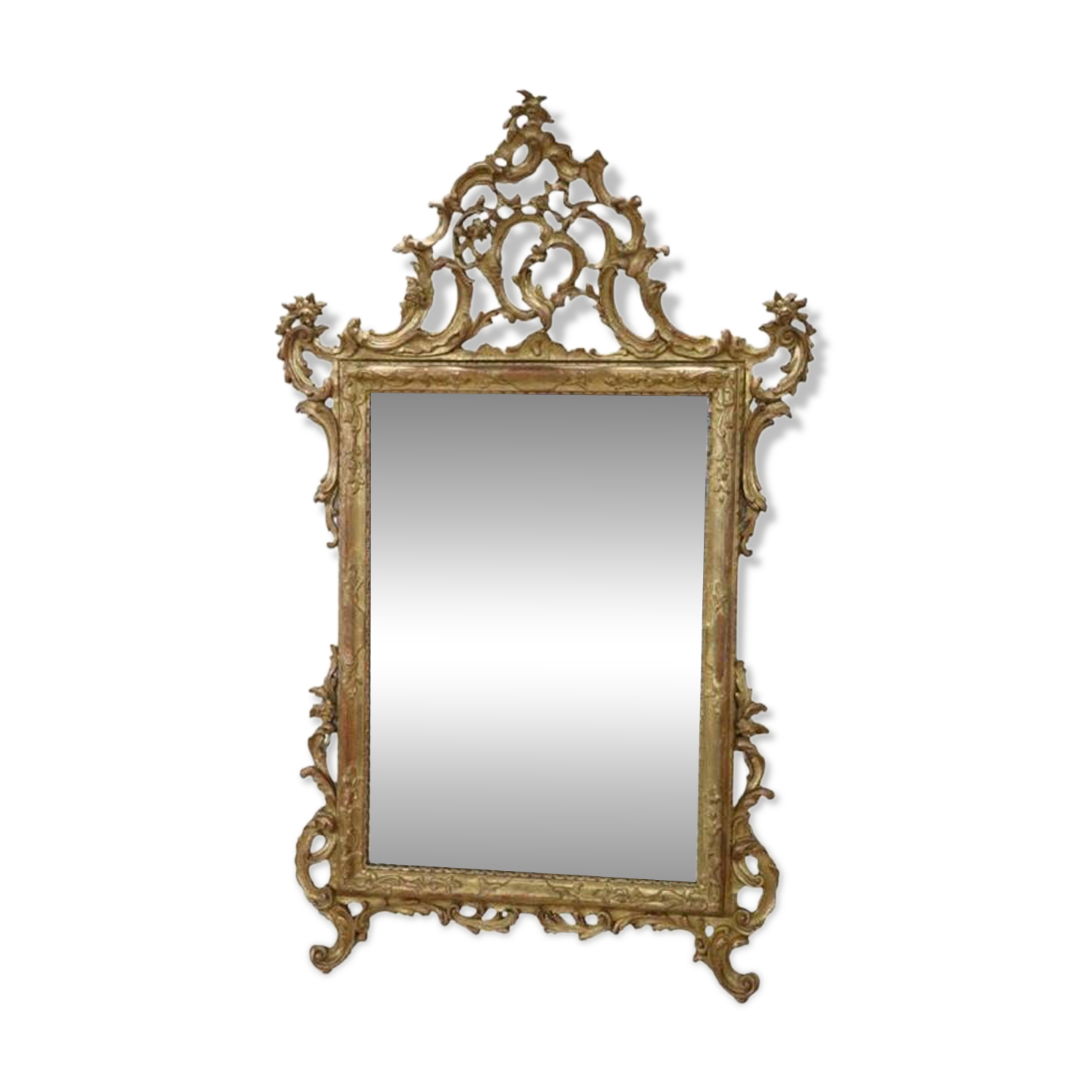 Louis XVI Style Carved And Gilded Wood Wall Mirror, Italy Early 20th Century