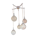 Suspension cascade with five globes and chrome metal / vintag years 60-70
